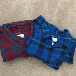 TWO long sleeve Columbia flannel shirts L
